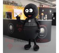 Costume De Mascotte Redbrokoly Boule De Pétanque Noire Personnage Habillé D'une Robe De Cocktail Et De Portefeuilles Multicolore