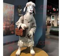 Costume De Mascotte Redbrokoly De Chèvre Boer Argentée Habillée D'un Pull Et De Pochettes Multicolore