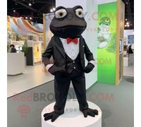 Costume De Mascotte Redbrokoly De Grenouille Noire Personnage Habillé D'un Short Et D'une Pochette Multicolore