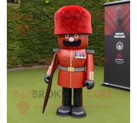 Costume De Mascotte Redbrokoly De La Garde Royale Britannique De Rouille Habillé D'une Robe Taille Empire Et De Lacets De Chaussures Multicolore
