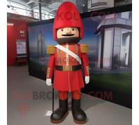 Costume De Mascotte Redbrokoly De La Garde Royale Britannique De Rouille Habillé D'une Robe Taille Empire Et De Lacets De Chaussures Multicolore