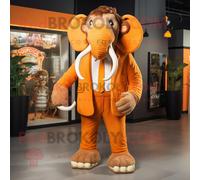 Costume De Mascotte Redbrokoly De Mammouth Orange Habillé D'un Costume Et De Boutons De Manchette Multicolore