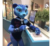 Costume De Mascotte Redbrokoly De Panthère Bleue Habillée D'une Jupe Crayon Et D'un Bracelet Montres Multicolore