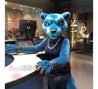 Costume De Mascotte Redbrokoly De Panthère Bleue Habillée D'une Jupe Crayon Et D'un Bracelet Montres Multicolore