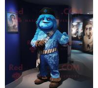 Costume De Mascotte Redbrokoly De Pirate Bleu Personnage Habillé D'une Robe Portefeuille Et De Boutons De Manchette Multicolore
