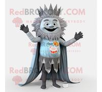 Costume De Mascotte Redbrokoly De Roi Gris Habillé Avec Un Maillot De Bain Et Des Pinces À Cheveux Multicolore