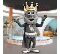 Costume De Mascotte Redbrokoly De Roi Gris Habillé Avec Un Maillot De Bain Et Des Pinces À Cheveux Multicolore