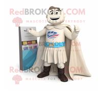 Costume De Mascotte Redbrokoly De Super-Héros Crème Personnage Habillé D'une Jupe Et De Pochettes Multicolore