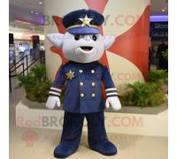 Costume De Mascotte Redbrokoly D'étoile De Mer Bleu Marine Habillé D'une Robe Taille Empire Et De Ceintures Multicolore