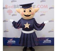 Costume De Mascotte Redbrokoly D'étoile De Mer Bleu Marine Habillé D'une Robe Taille Empire Et De Ceintures Multicolore