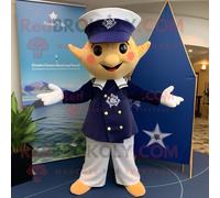 Costume De Mascotte Redbrokoly D'étoile De Mer Bleu Marine Habillé D'une Robe Taille Empire Et De Ceintures Multicolore