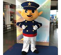 Costume De Mascotte Redbrokoly D'étoile De Mer Bleu Marine Habillé D'une Robe Taille Empire Et De Ceintures Multicolore