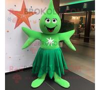 Costume De Mascotte Redbrokoly D'étoile De Mer Vert Forêt Habillé D'une Robe Taille Empire Et De Lacets Multicolore