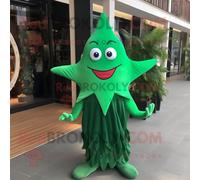 Costume De Mascotte Redbrokoly D'étoile De Mer Vert Forêt Habillé D'une Robe Taille Empire Et De Lacets Multicolore