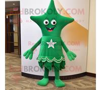 Costume De Mascotte Redbrokoly D'étoile De Mer Vert Forêt Habillé D'une Robe Taille Empire Et De Lacets Multicolore