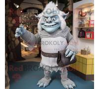 Costume De Mascotte Redbrokoly D'ogre Argenté Personnage Habillé D'un Pull Et De Sacs À Main Multicolore
