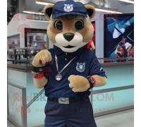 Costume De Mascotte Redbrokoly Puma Bleu Marine Habillé D'un Bermuda Et De Montres Bracelet Multicolore