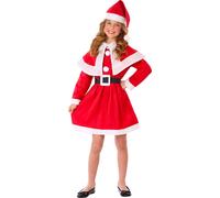 Costume de Mère Noël pour fille rouge-blanc-noir