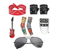 Costume De Métal Lourd 8 Pièces, Costume De Rock Star, Accessoires Punk, Accessoires De Costume Disco, Déguisement Pour Garçons Et Filles, Cosplay, Costume De Rocker, Adapté Aux événements Rock, Fêtes
