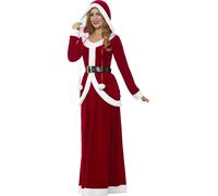 Costume De Mme Noël Pour Femmes Miss Noël Xmas Robe Fantaisie UK 8-22