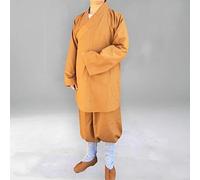 Costume de moine bouddhiste, vêtements du Temple Shaolin, Robe Zen, vêtements de méditation bouddhiste Lohan(Yellow,29)