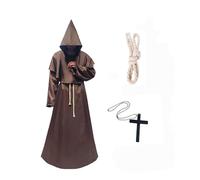 Costume de moine pour homme - Robe de moine prêtre - Costume d'Halloween - Cosplay - Robe médiévale - Avec capuche - Pour adulte