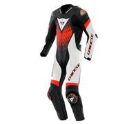 Costume de moto Cuir Homme Dainese LAGUNA SECA 6 Perforé Black/White/Red-Fluo