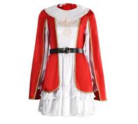 Costume de mousquetaire médiéval pour femme, rouge et blanc, tenue costumade à manches longues avec bordure dorée ceinture, costume guerrier Renaissance