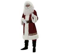 Costume de Noël à capuche pour homme, manteau de Père Noël rouge en velours rouge et blanc avec bordure en fausse fourrure, robe de soirée moche, sweat-shirt pelucheux fantaisie à capuche, Wine-c, S