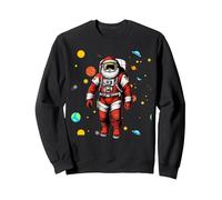 Costume de Noël Amusant Père Noël Astronaute Spatial Sweatshirt, Unisexe pour Adultes, Noir, XXL