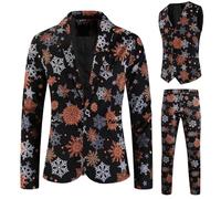 Costume De Noël Amusant pour Homme Tenue Fête Ensemble Festif Motifs Vert Sapin Veste Pantalon Stretch Confort Cintrée Moderne Réception Gala Esprit Lavage Professionnel Recommandé Élégant