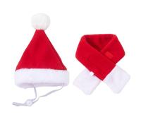 Costume de Noël avec bonnet de Père Noël avec écharpe - Coffret cadeau pour petits animaux de compagnie mignons et chiens de Noël - Taille S/M/L pour chaton - Vêtements pour chats - Écharpe pour chien