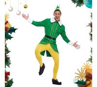 Costume de Noël - Costume - Ensemble de cosplay respirant avec chapeau et bottes pour fête à thème fantaisie Halloween Ren-Faire