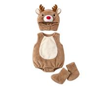 Costume De Noel Enfant - Ensemble Trois PièCes Pour BéBé De 1 à 12 Mois : Barboteuse Bonnet Et Chaussettes à L'Effigie D'Un Renne De Dessin Animé. DéGuisement De NoëL Avec Un Personnage Mignon.