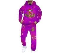 Costume De Noel Homme,Suits pour Homme Moderne Ensemble élégant et Confortable en Polaire Chaude - Tenue Deux pièces Polyvalente pour Temps Froid Parfait pour Quotidien et Loisirs (Purple, L)