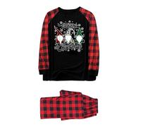 Costume de Noël Maman Noël Ensemble Famille Vêtements assortis Mignon Noël Plaid à manches longues Tops Pantalons Sweatshirt Pyjamas Tenues Vêtements Jumpsuit Femme Pyjama Grand, rouge, XXL