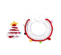 Costume de Noël pour animal de compagnie - Chapeau de Noël pour chat avec collier | Chapeau tricoté - | Costume de Noël pour chien à corde réglable