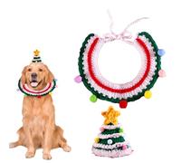 Costume de Noël pour animal de compagnie - Chapeau de Noël pour chat avec collier - Chapeau tricoté - Costume de Noël pour chien à corde réglable