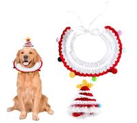 Costume de Noël pour animal de compagnie - Chapeau de Noël pour chat avec collier | Chapeau tricoté - | Costume de Noël pour chien à corde réglable