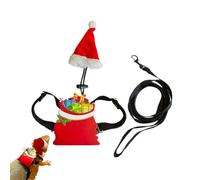 Costume De Noël pour Animaux De Compagnie - Déguisement pour Animaux Ajustable,Chapeau De Père Noël Et Bretelle De Sac À Dos pour Dragon Barbu De - pour Reptiles Petits Lézards De