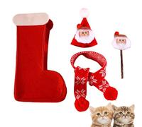 Costume de Noël pour chat, chapeau et écharpe mignons pour chat festif | Tenues de Noël pour chat, vêtements de Noël, décoration de Noël pour prendre des photos de vacances