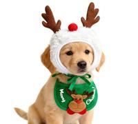 Costume de Noël pour Chat Tenue Élastique pour Animal Chapeau Bandana | Tenue renne Noël pour petits chiens Pour Rassemblement Cosplay Spectacles Scène Mascarade Fêtes Chapeau en bois de cerf