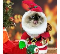 Costume de Noël pour Chat - Vêtements De Cosplay avec Chapeau - Costume de Père Noël pour Petit Chien,pour Fête De Vacances Masquerade Théâtre Performance Festival Célébration Spectacle Scénique