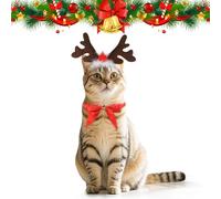 Costume de Noël pour chien - Costume de Noël pour animal de compagnie - Avec nœud papillon et bonnet pour chien - Costume de Noël pour chat - Accessoires de fête pour chat