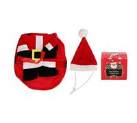 Costume de Noël pour Chien, Tenue de Noël pour Chien, Costume de Père Noël Amusant avec boîte de Noël et Chapeau pour Chiens de Compagnie, Chats, fête du Nouvel an (L)