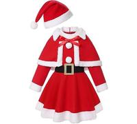 Costume De NoëL pour Fille - Hiver Robe Princesse Fille Pyjama De NoëL Enfants Cosplay De NoëL Robe De Lutin avec Oreilles D'Elfe NoëL Ceremonie Petite Filles DéGuisement Cosplay GarçOn Fille