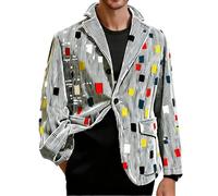 Costume de Noël pour homme Blazers Ugly Jacket Lightweight Christmas Snowflake Printed One Button Business Office Jackets Work Blazers, Gris #1., 4XL