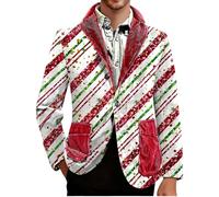 Costume de Noël pour homme Blazers Ugly Jacket Lightweight Christmas Snowflake Printed One Button Business Office Jackets Work Blazers, Blanc #3., L