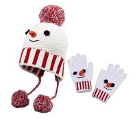 Costume de Noël pour homme bonhomme de neige bonnet et gants 2 pièces ensemble hiver confortable bonnet de Noël loisirs mode chapeau de Noël pour Noël Nouvel An Costume de Noël, O rouge., M