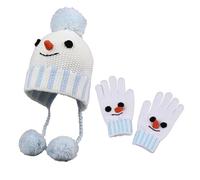Costume de Noël pour homme bonhomme de neige bonnet et gants 2 pièces ensemble hiver confortable bonnet de Noël loisirs mode chapeau de Noël pour Noël Nouvel An Costume de Noël, O bleu., M